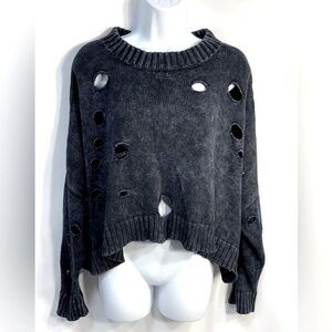 Planet by Lauren G Women’s Navy Openwork Sweater